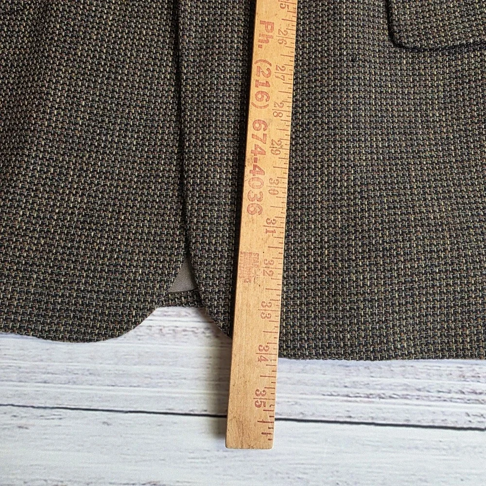Woolrich Blazer Mens 46L Brown Green Tweed 100% Lambswool Sport Coat 2‎ Button